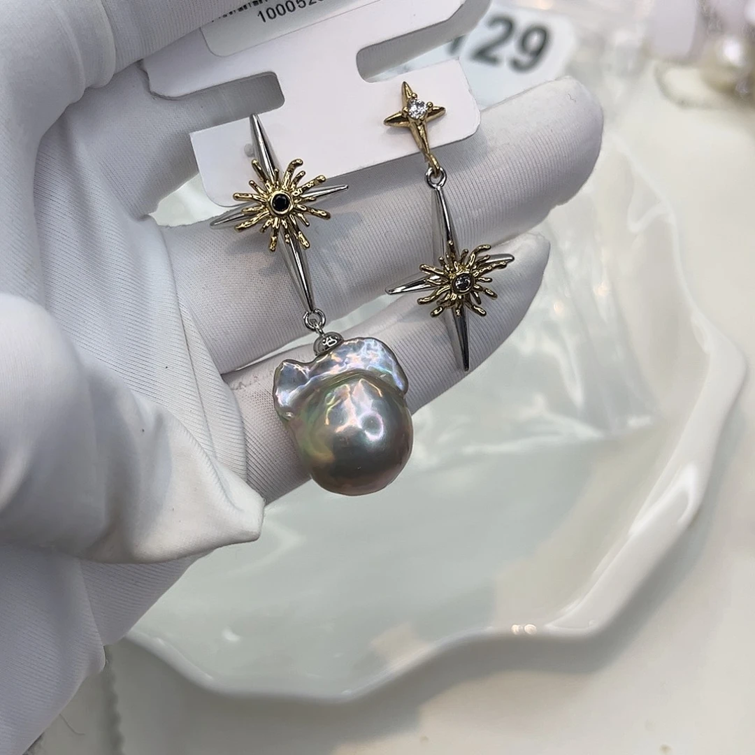 合金淡水珍珠耳饰