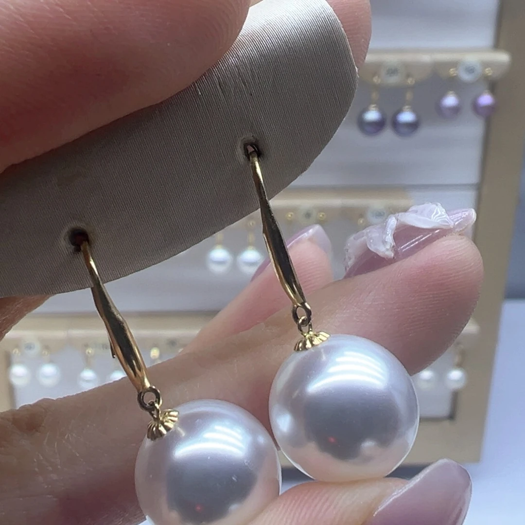 18K金镶嵌淡水珍珠耳饰