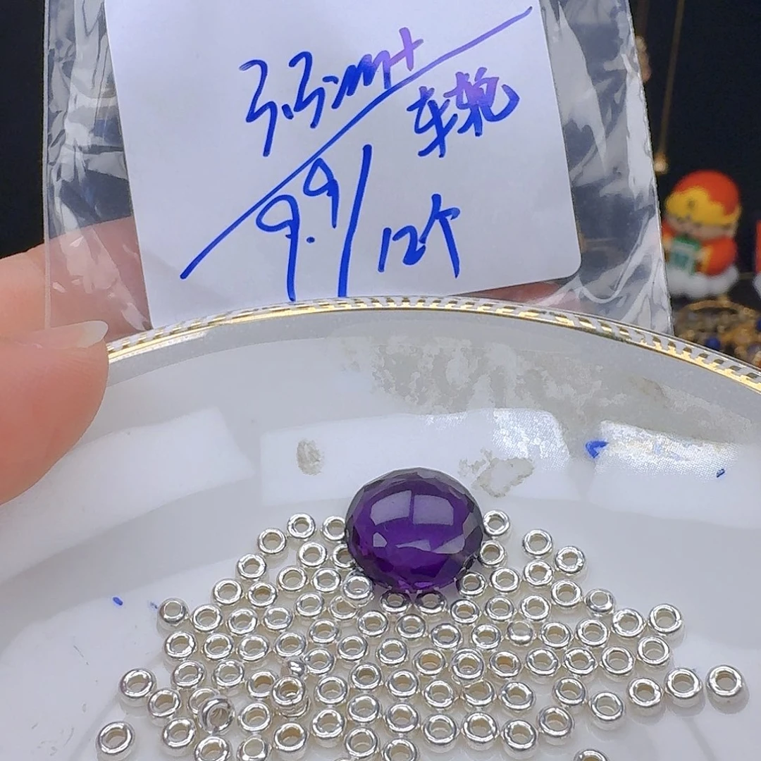 银S925镶嵌紫晶颈饰紫水晶925镶嵌59