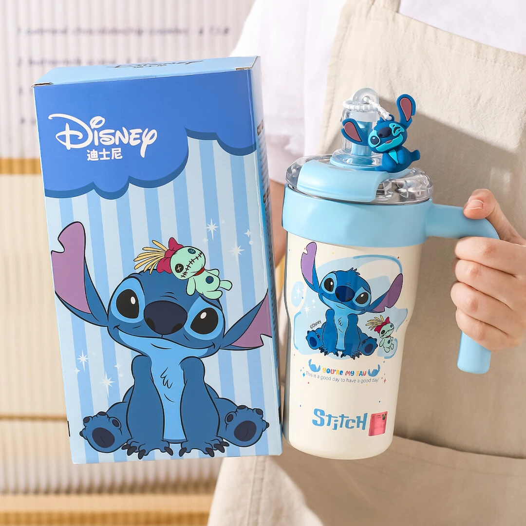 川岛屋史迪仔大容量保温杯儿童吸管水杯女生高颜值生日冰霸杯