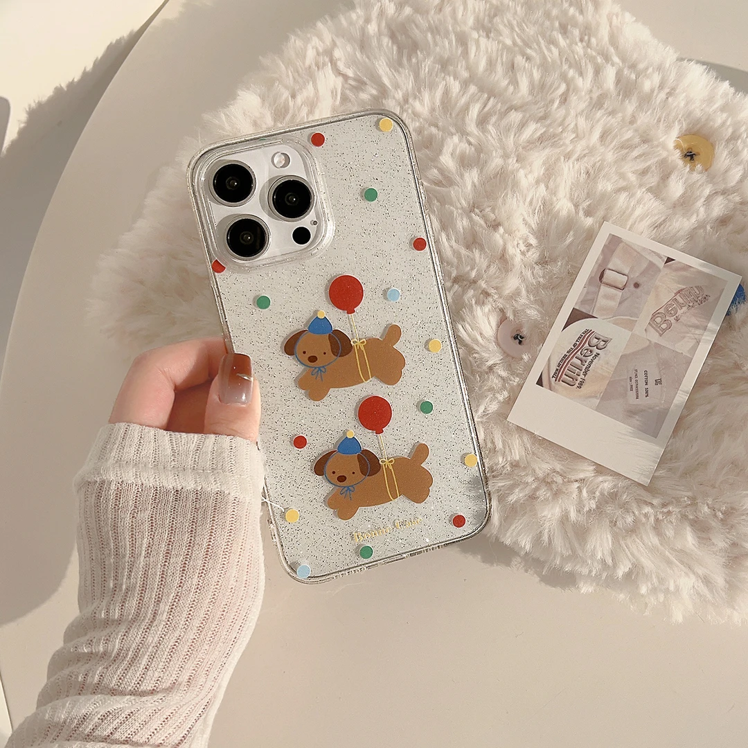 闪粉软壳ins圣诞风腊肠狗苹果15pro max手机壳16适用iphone14可爱