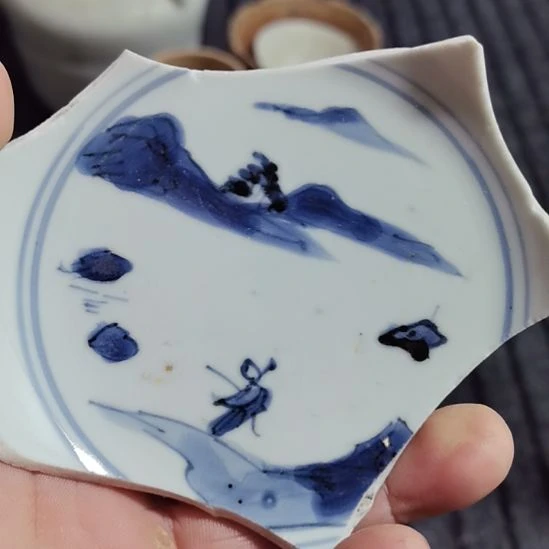 瓷片青花影青杯垫学习标本