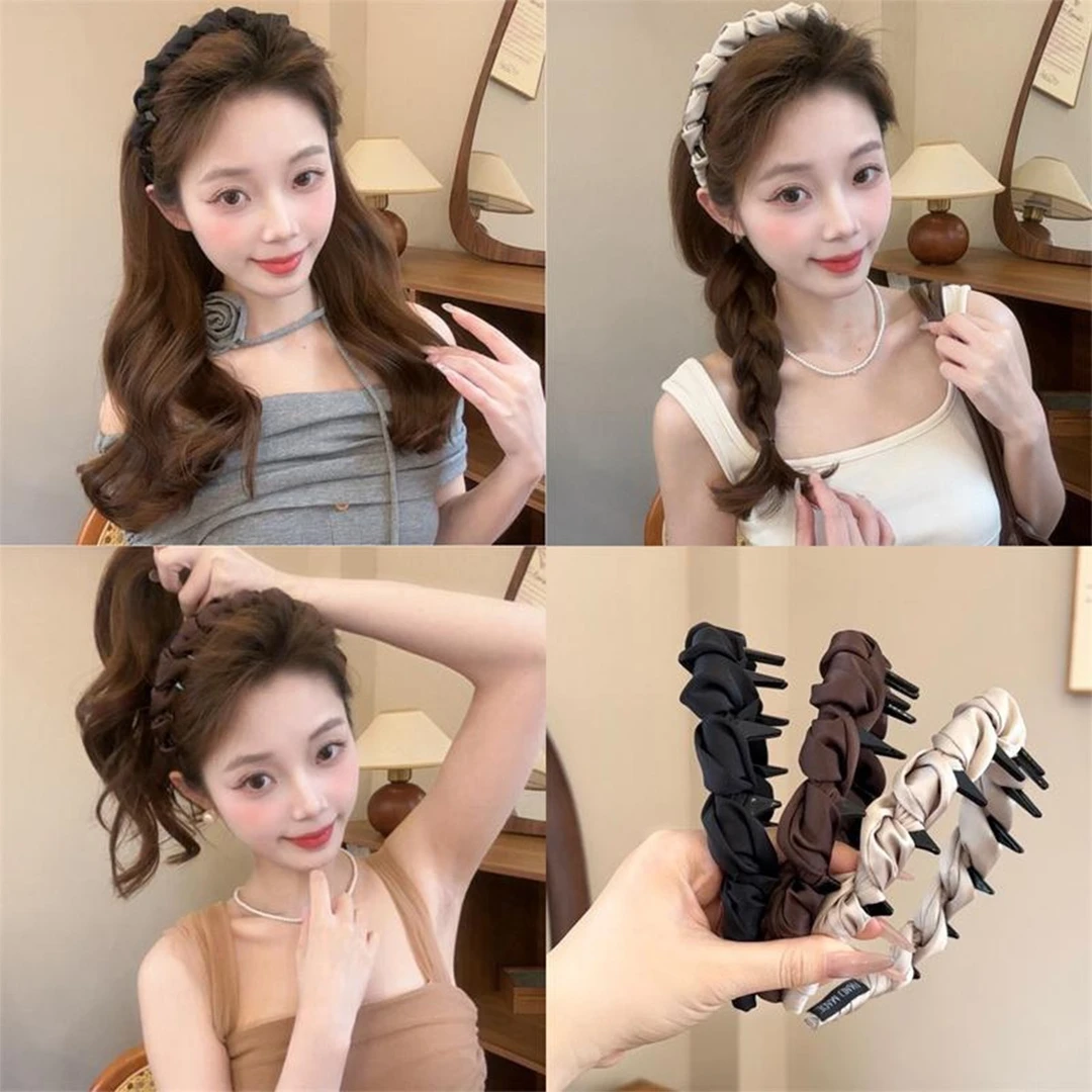 头饰发饰气质小香风布艺缠绕发箍防滑带齿头箍女款2025新款梳发卡