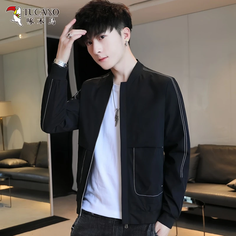 啄木鳥春秋季男士外套潮牌新款休闲薄款棒球服修身上衣帅气夹克衫