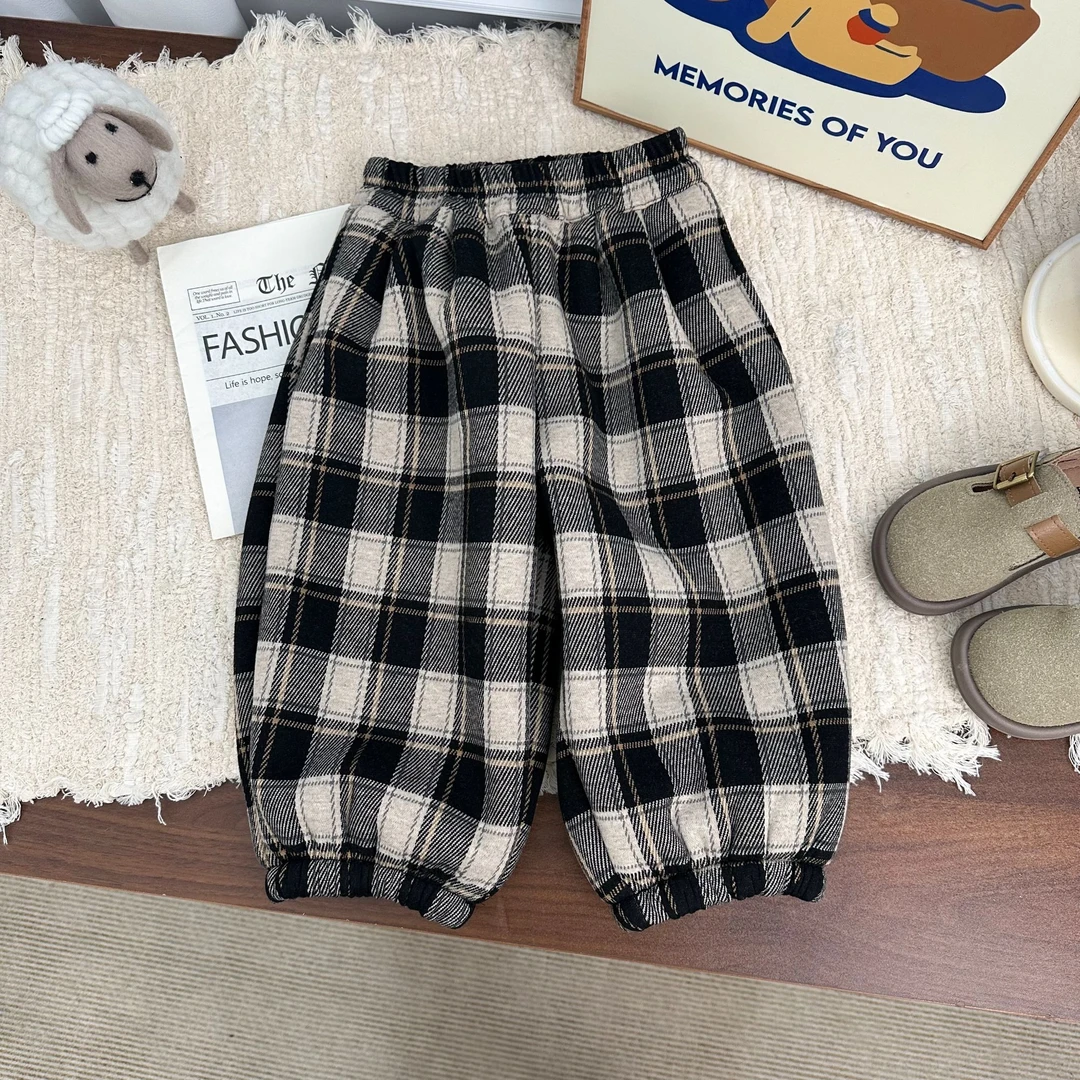 儿童休闲裤2025年新款冬装加绒格子休闲裤BMD3361