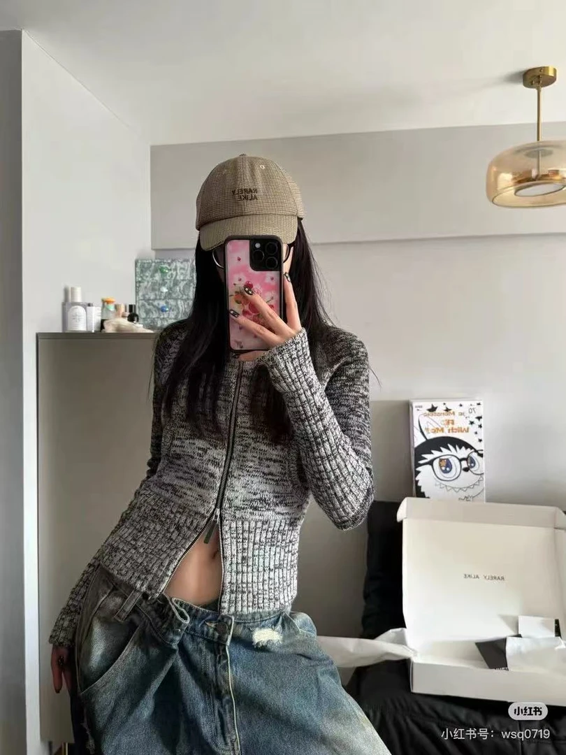 花纱  连帽毛线外套