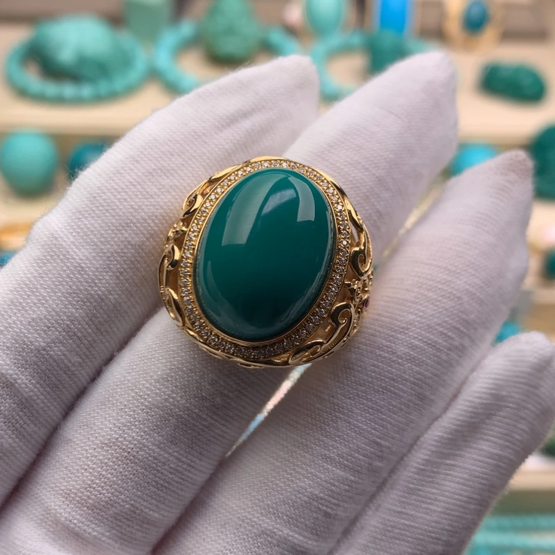 绿松石18K金镶嵌珠宝奇石