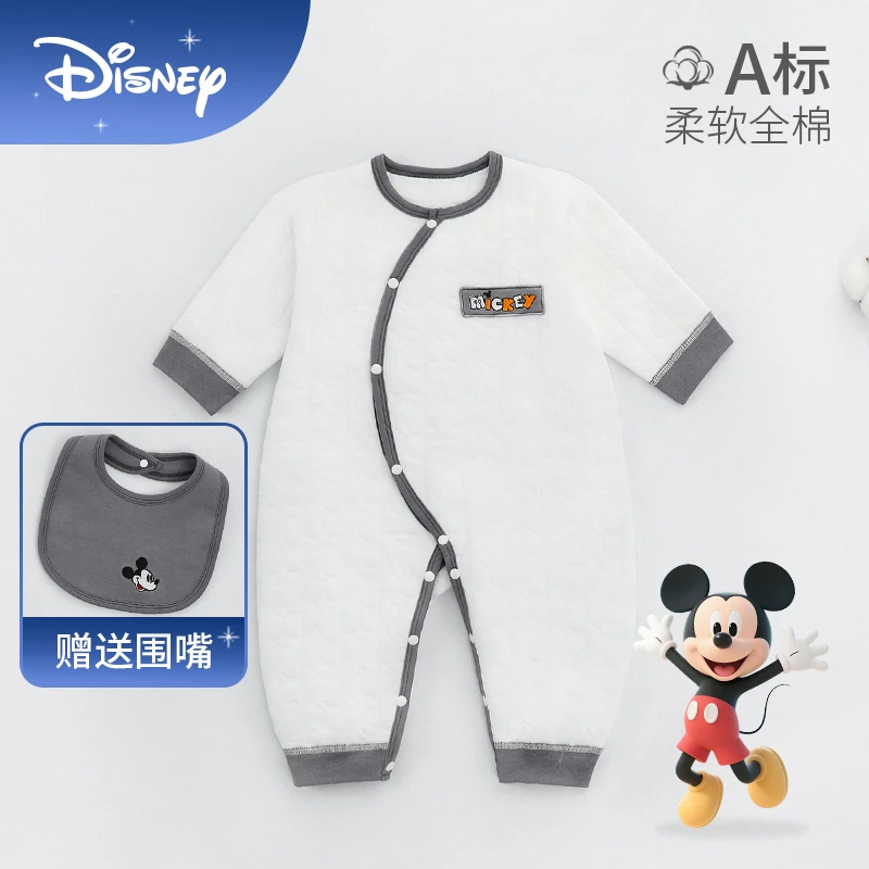 Disney/迪士尼婴儿连体秋冬装纯棉初生宝宝秋冬夹棉冬季保暖哈衣