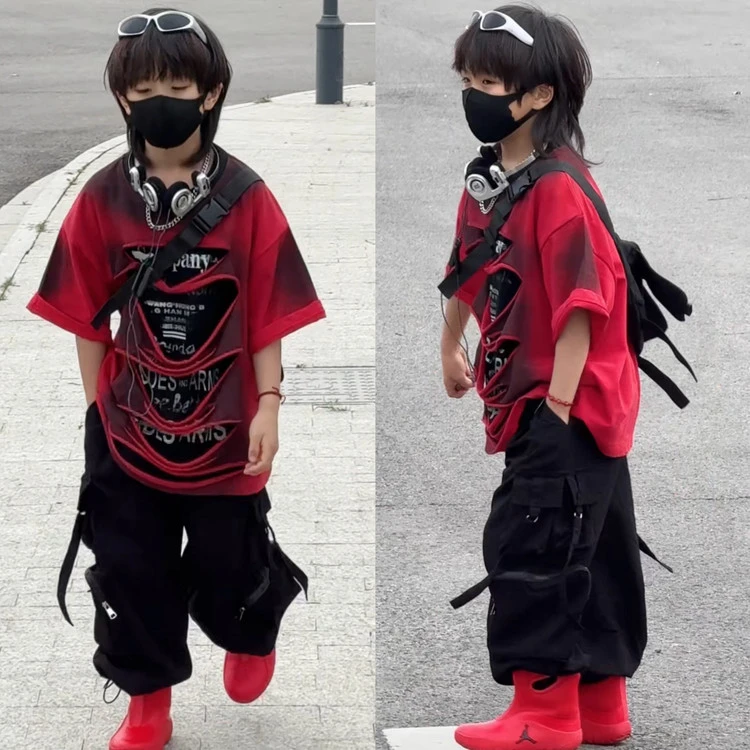 【618大促】1001-1300男童夏季套装潮酷痞帅时尚百搭男童潮酷穿搭