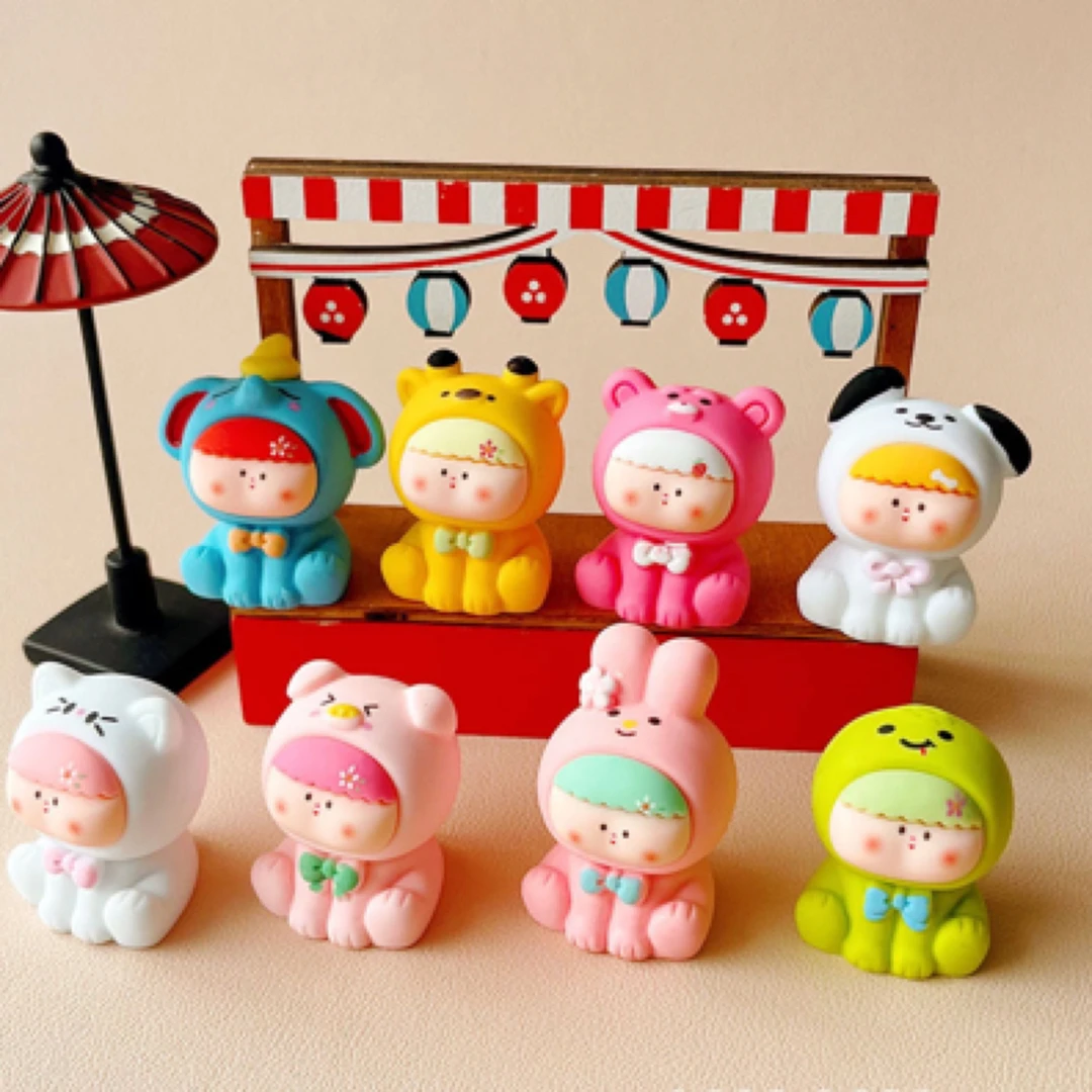 实色坐姿动物园莉丝萌粒盲袋树脂diy配饰钥匙扣挂件车载摆件潮玩