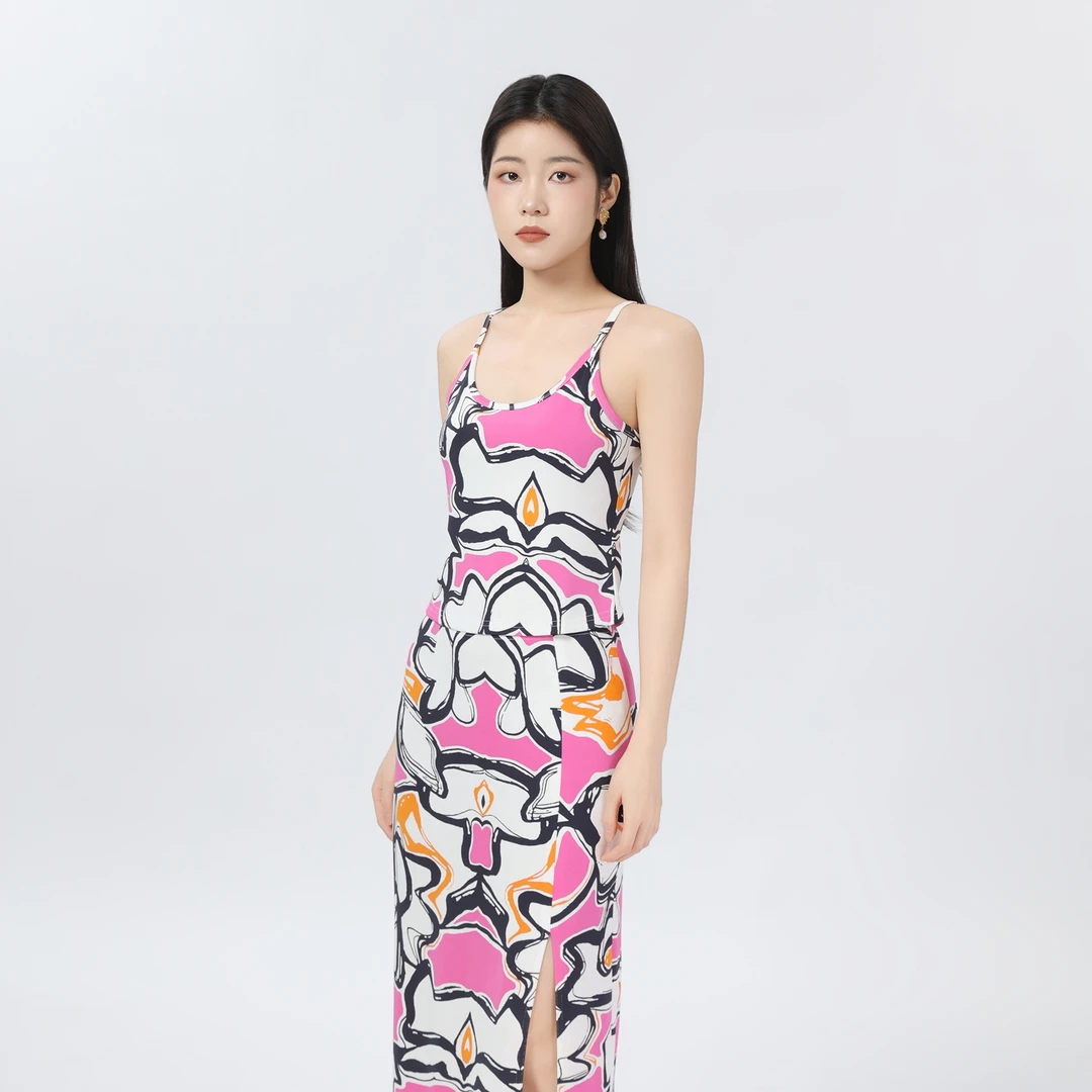 AMASS/阿玛施夏日度假修身时尚上衣百搭无袖印花吊带背心530078