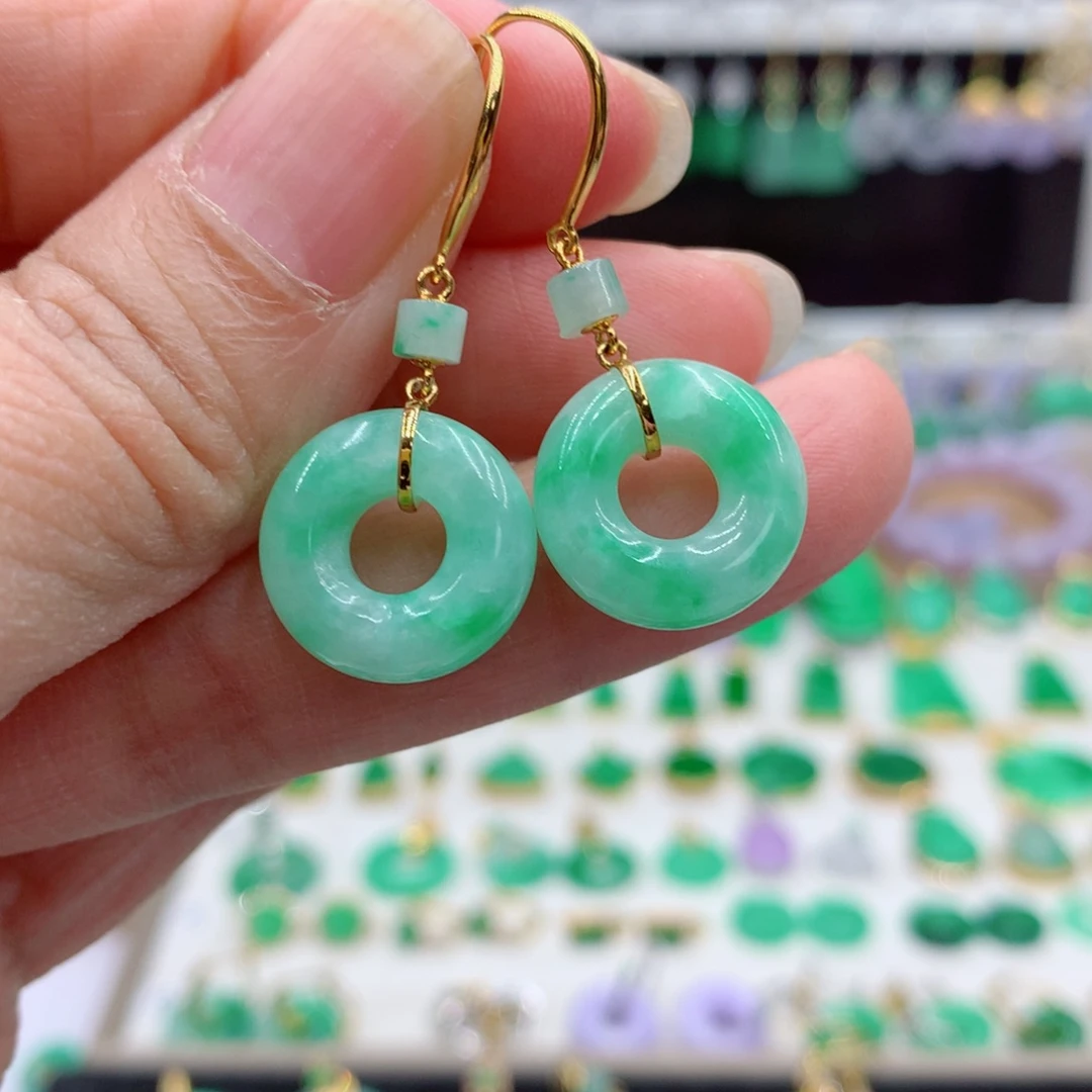 翡翠18K金镶嵌耳饰