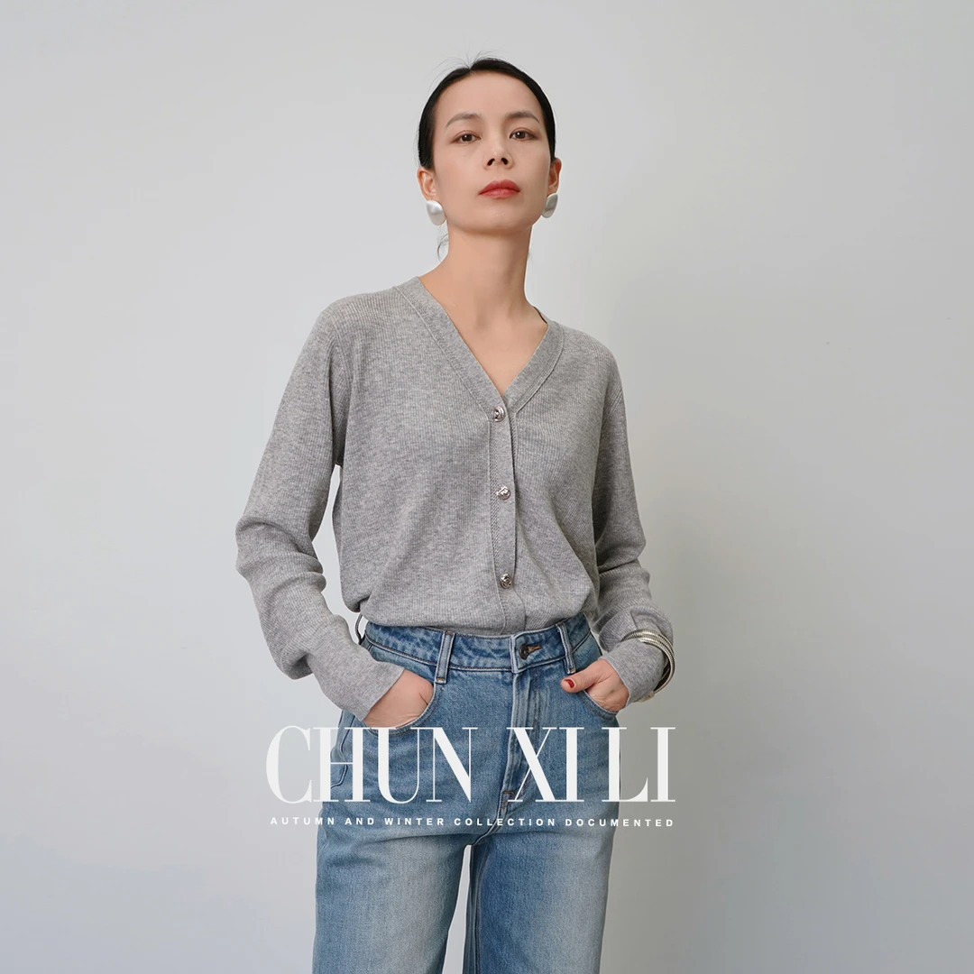 CHUNXILI/春熙里 春季V领针织衫D00M44149