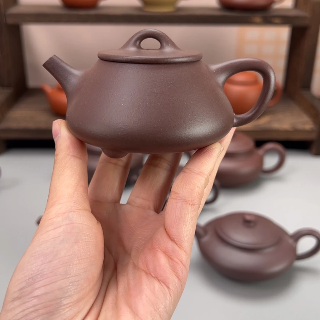 紫砂茶杯大木门紫泥150cc平盖石瓢