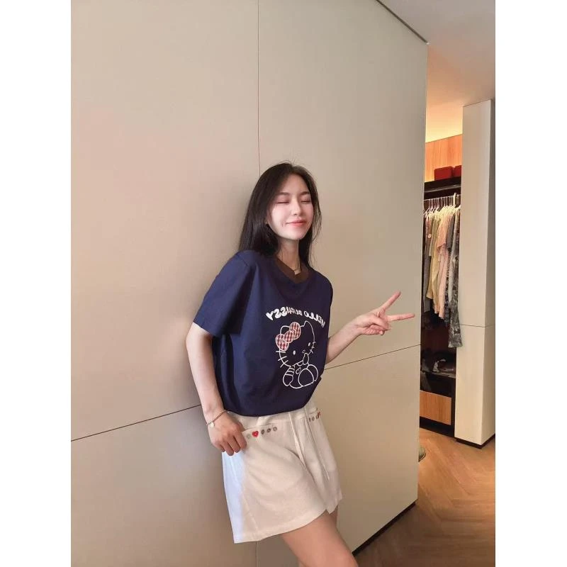 BETTER JOELAY-中版【哈喽小猫】时尚可爱百搭短袖T恤休闲风ZZ3945