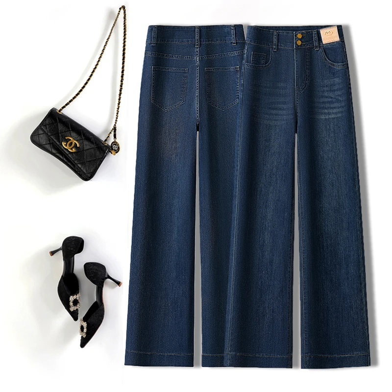 直筒牛仔裤女春秋2025新款高腰宽松九分小个子复古窄版休闲阔腿裤