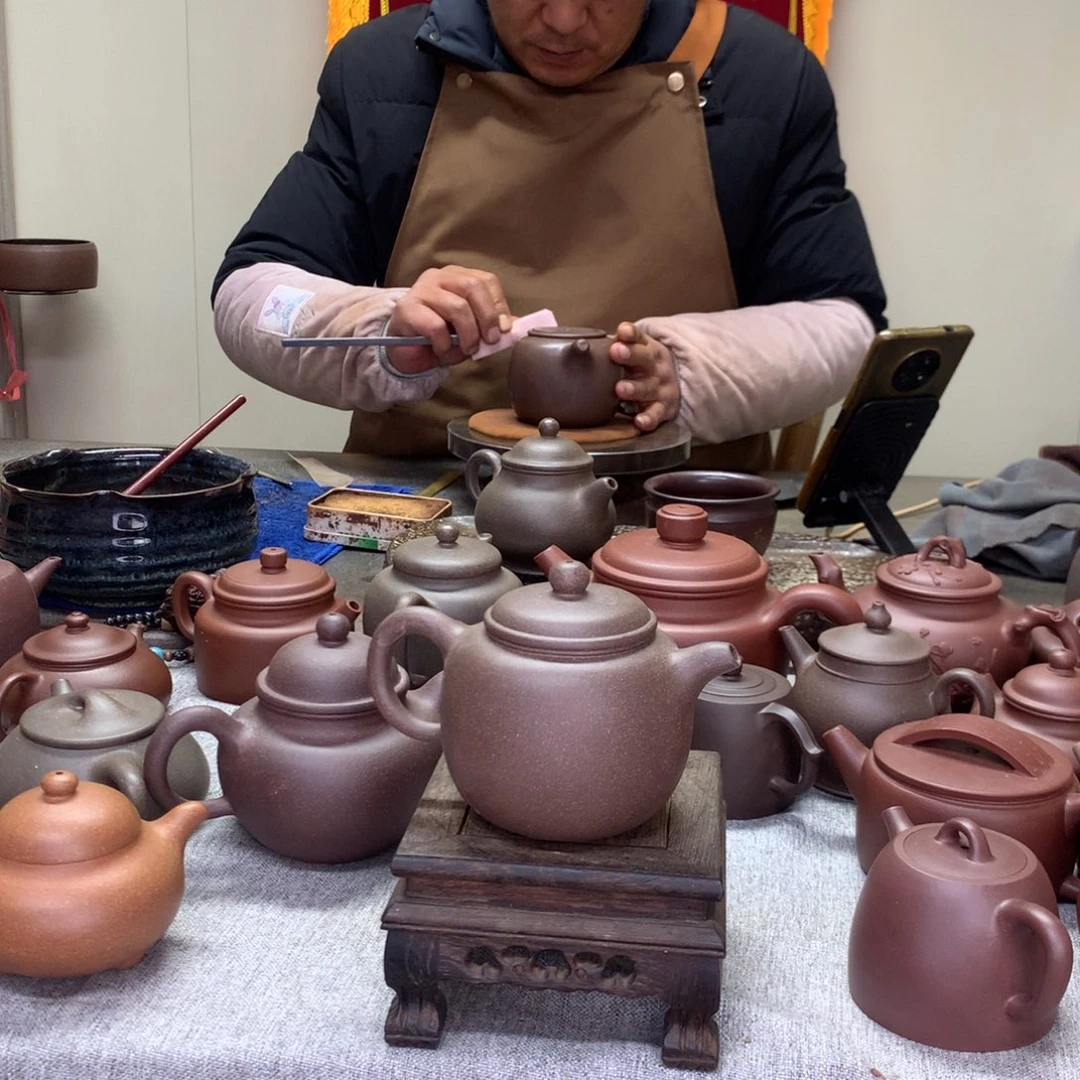 紫泥茶壶鲍尊260C半手工制作