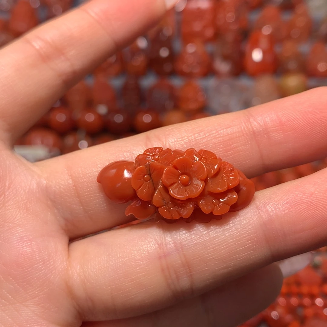 【闪购商品】未镶嵌牡丹花南红玛瑙