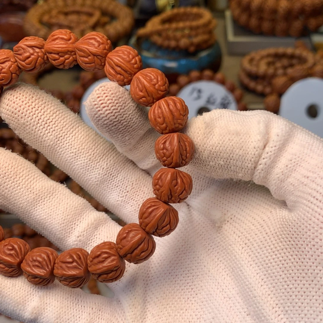 『***』桃核手串秦岭龙纹