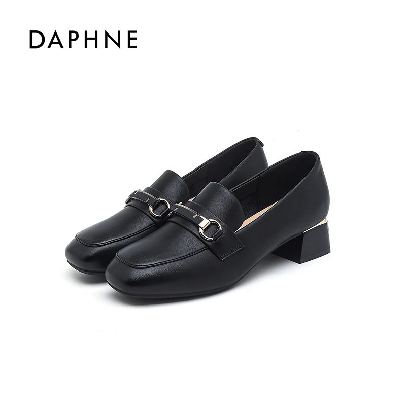 Daphne/达芙妮女鞋2025秋季玛丽珍鞋粗跟增高时尚百搭英伦风黑色