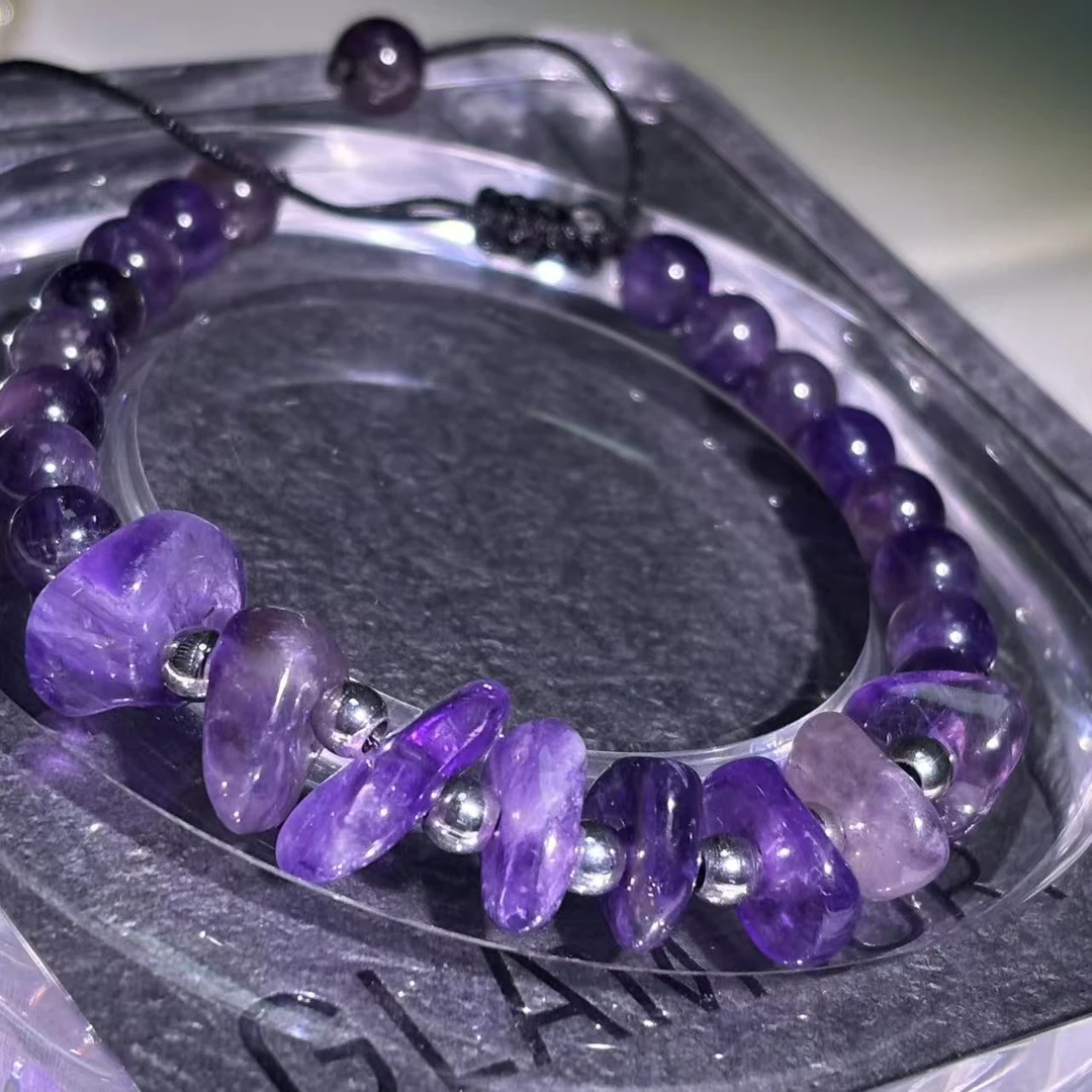 AnYuece-原创天然紫水晶碎石随形女款ins风异形珠编织送女友送礼