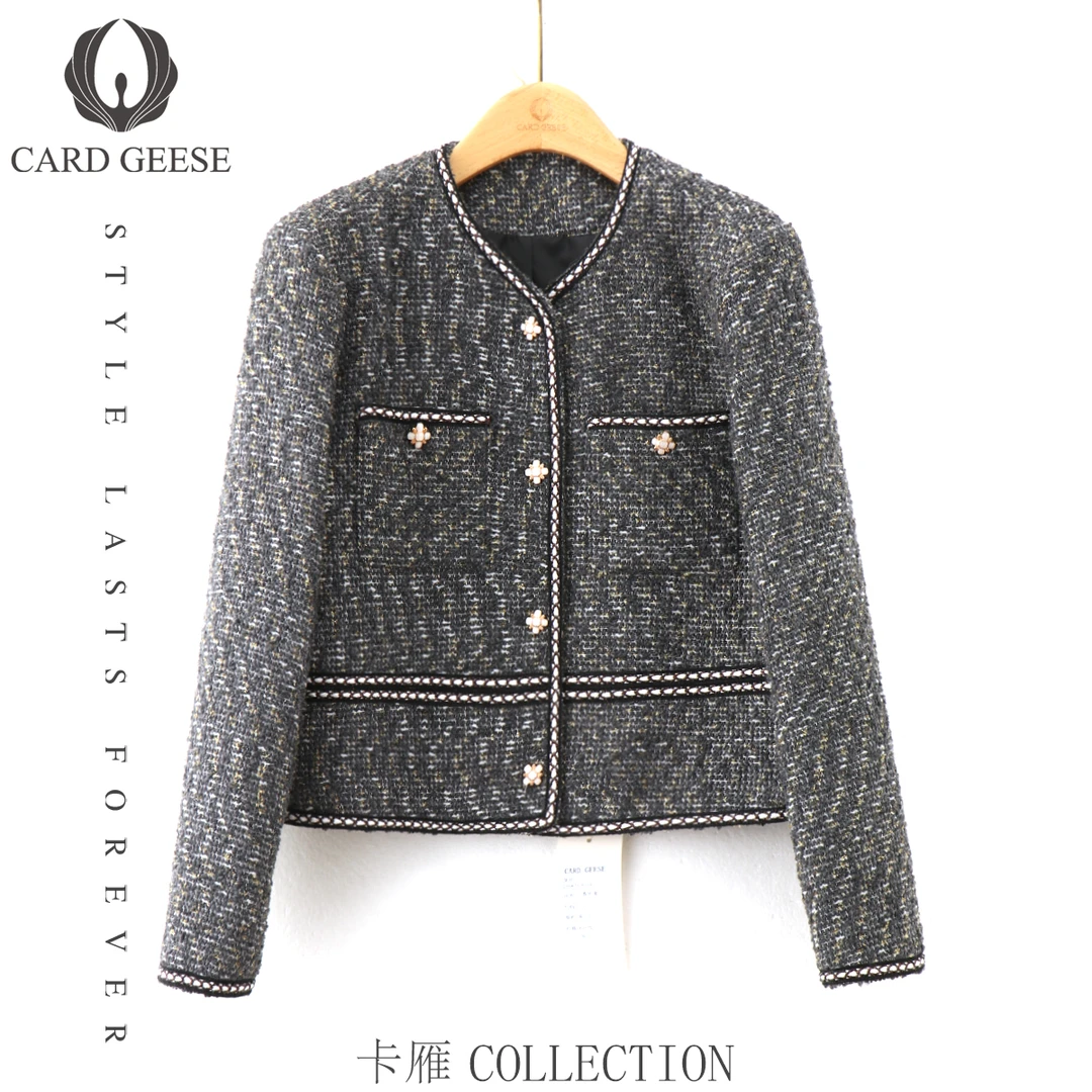 Card&Geese/卡雁轻奢V领法式小香风外套 MYJ-25S879-8518