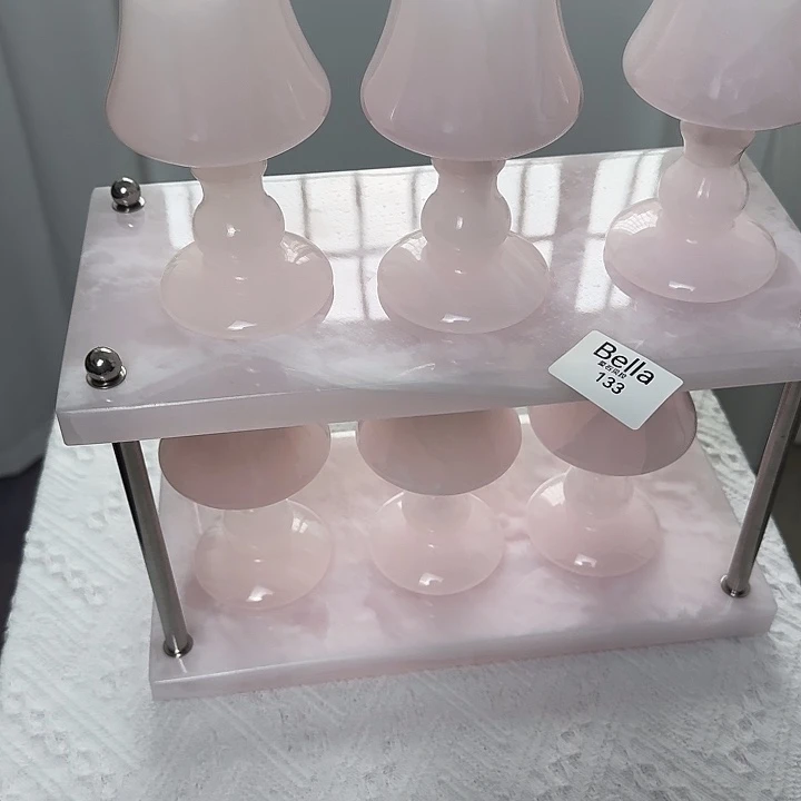 石材大理石两层阿富汗粉玉置物架133