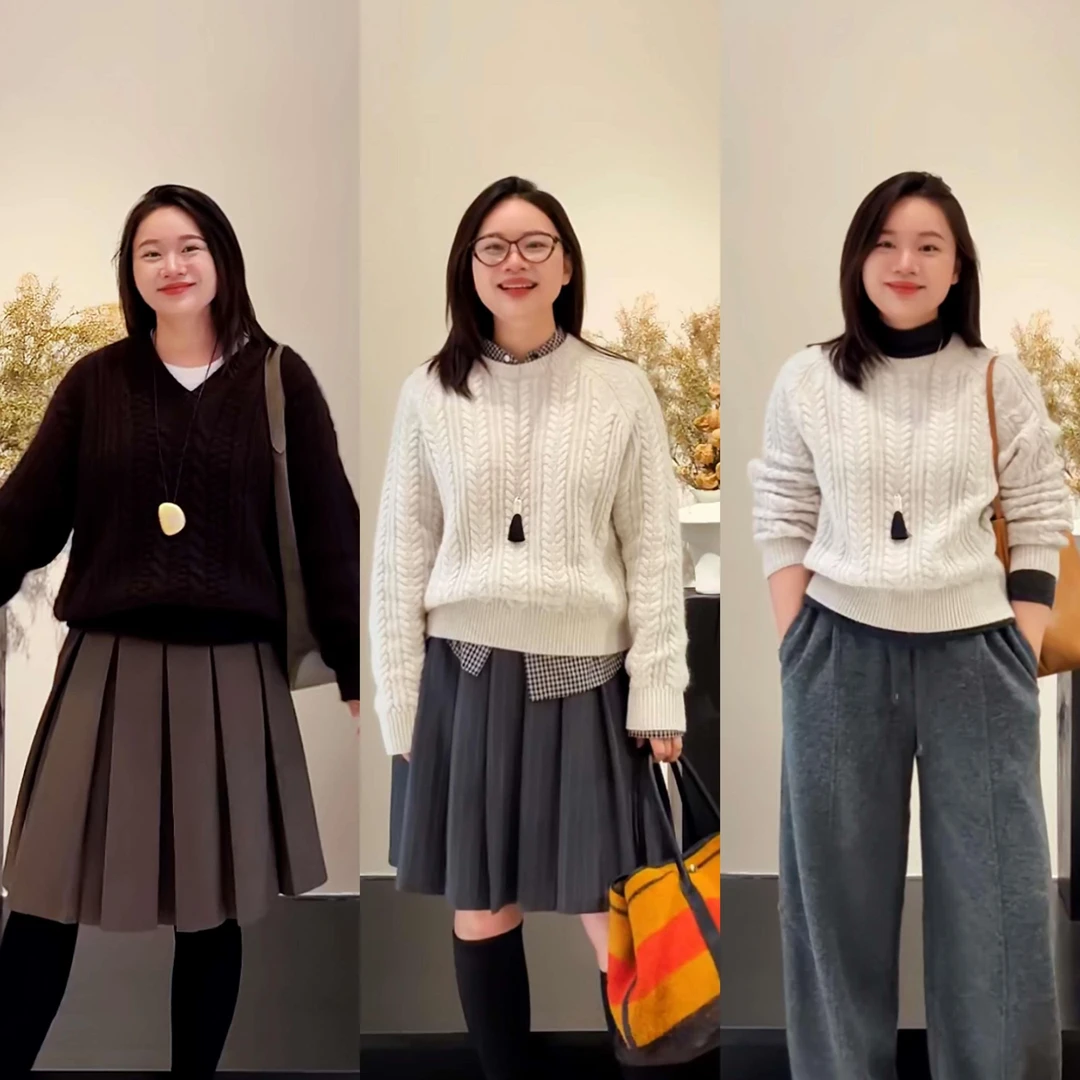 张小某梨形定制 秋冬软糯圆领套头显瘦复古麻花毛衣  2326