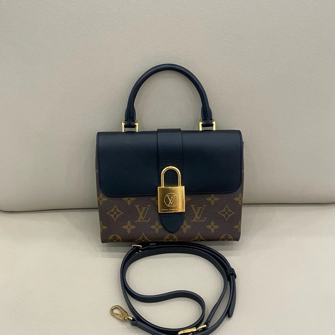 99新 LouisVuitton/路易威登 Locky bb黑色老花 手提斜挎都ok
