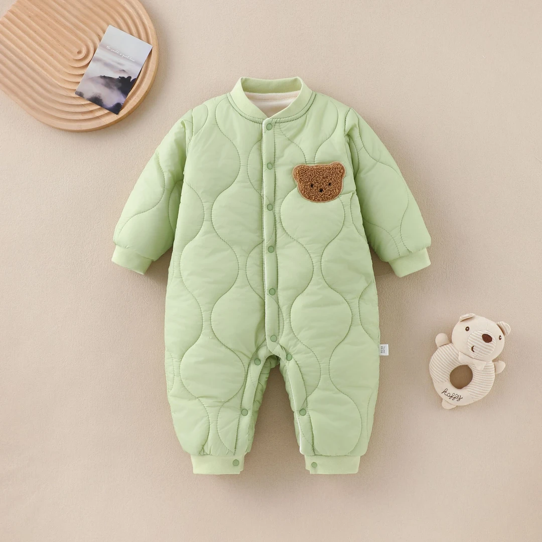 婴儿冬季加棉连体哈衣120克棉衣男女宝宝冬款加绒棉服加厚外出服