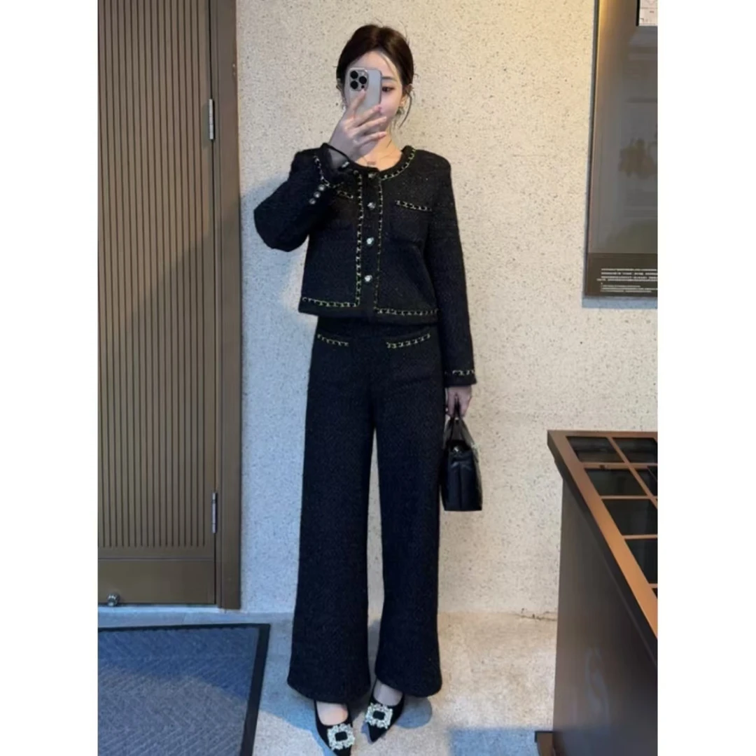 【清】小个子定制轻奢小香风套装夹棉时尚气质保暖两件套装24044