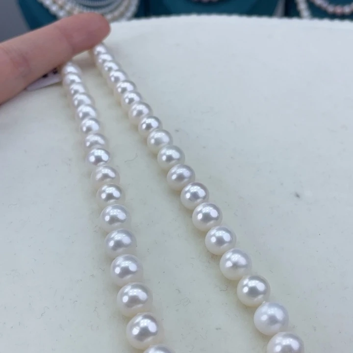 淡水珍珠颈饰银S925镶嵌卡9冷白高品