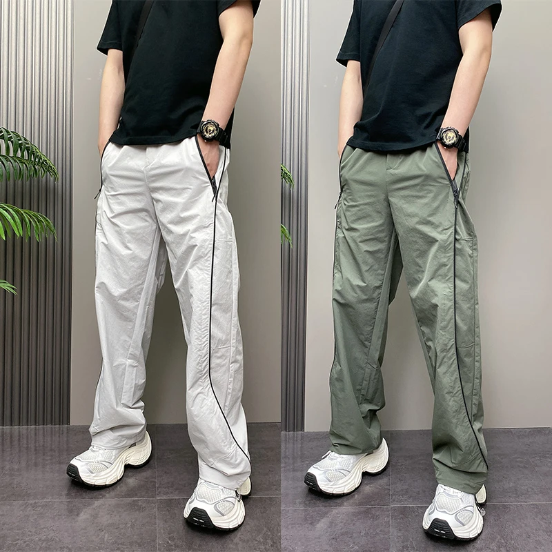 2025年夏季薄款潮流韩版痞帅宽松哈伦裤青年男士直筒原创阔腿裤子