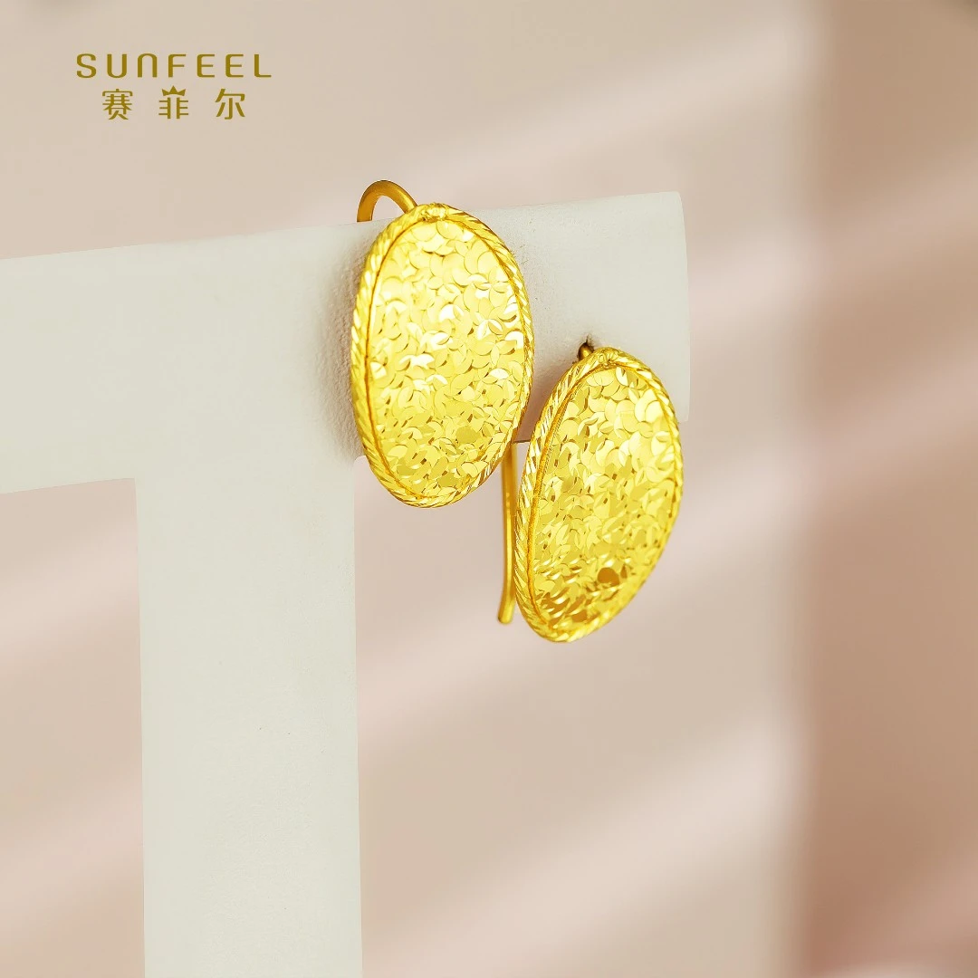 SUNFEEL/赛菲尔【四店】足金精炫金碎冰冰耳吊HR01010940