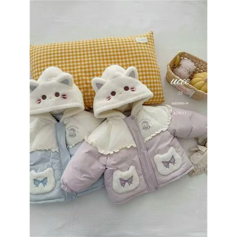 【美好童年】釉兮·25冬~女童宝宝木耳边蝴蝶结棉衣棉服K29111蓝色