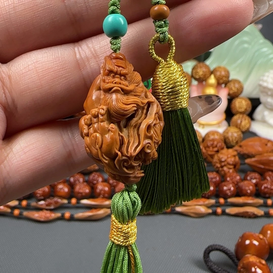 橄榄核手串/手链宽2.15梅林核深雕镂空钟馗单籽