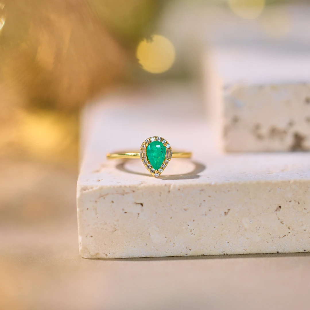 非遗好物分享【歪歪】祖母绿水滴戒指*XB-W9472