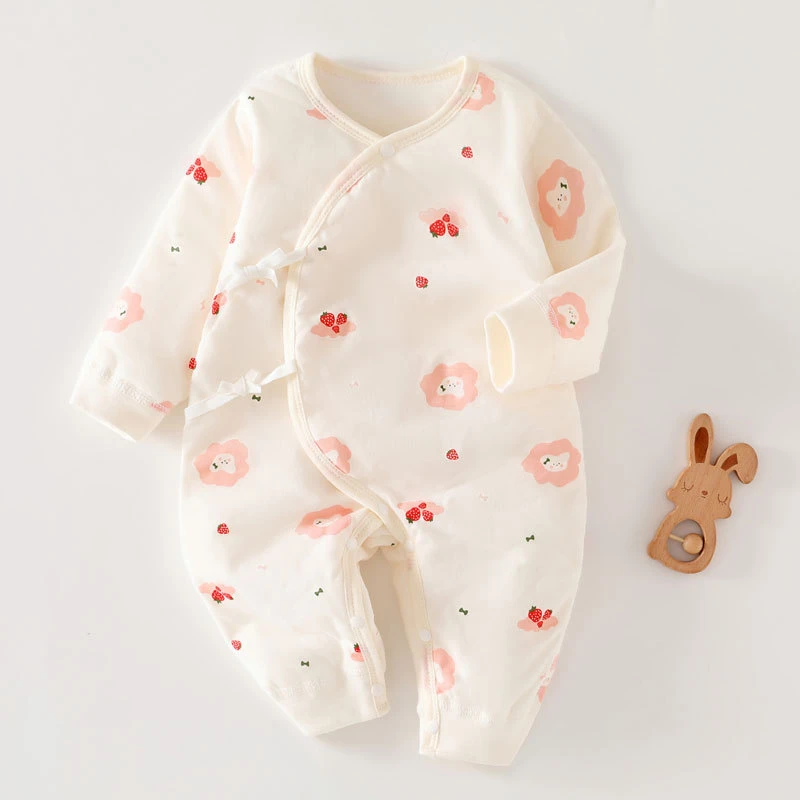 【40g薄棉】秋冬婴儿连体棉服夹棉加厚新生儿棉衣绑带宝宝外出服