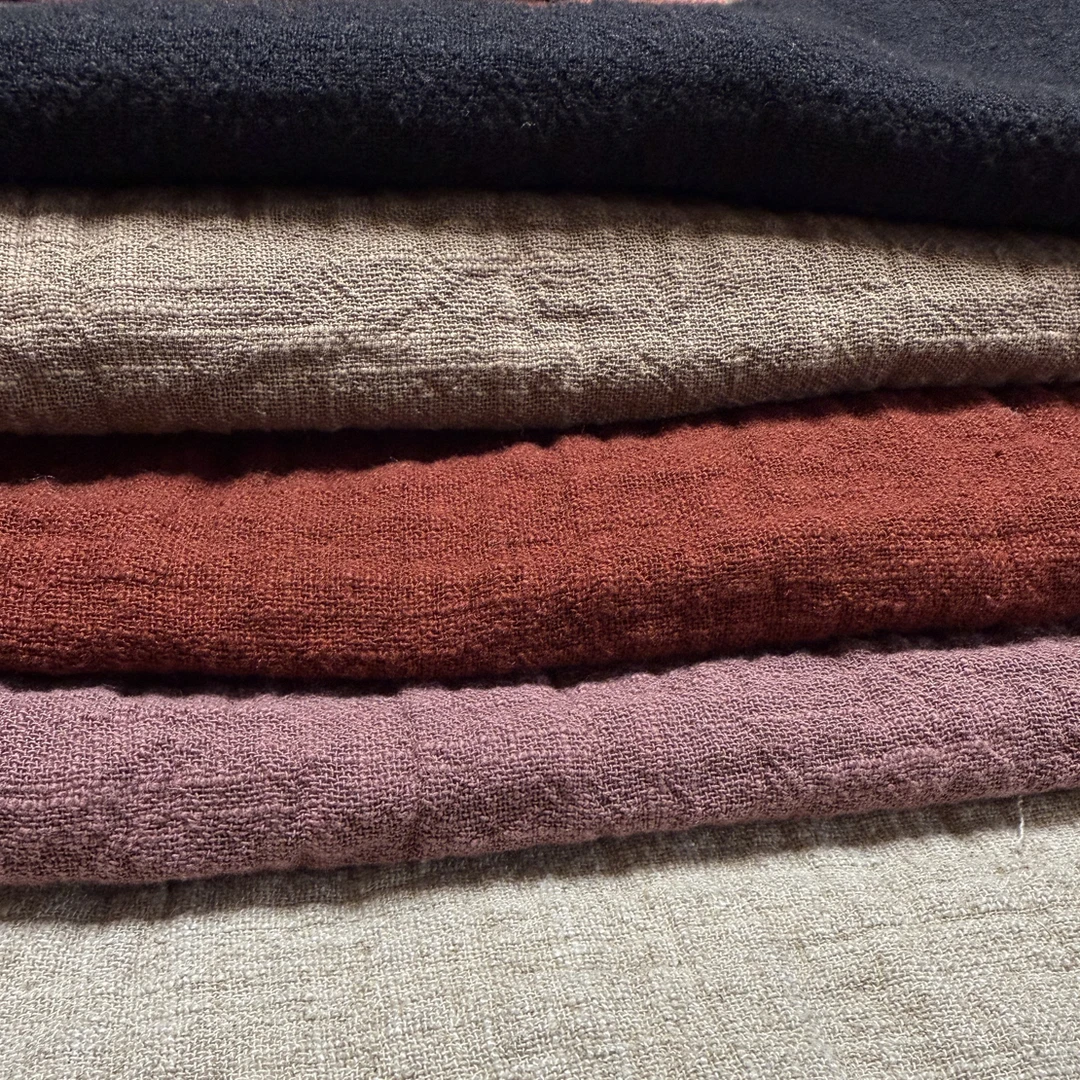 绚与家【纯色】7支双股双层纱亚麻棉450克面料