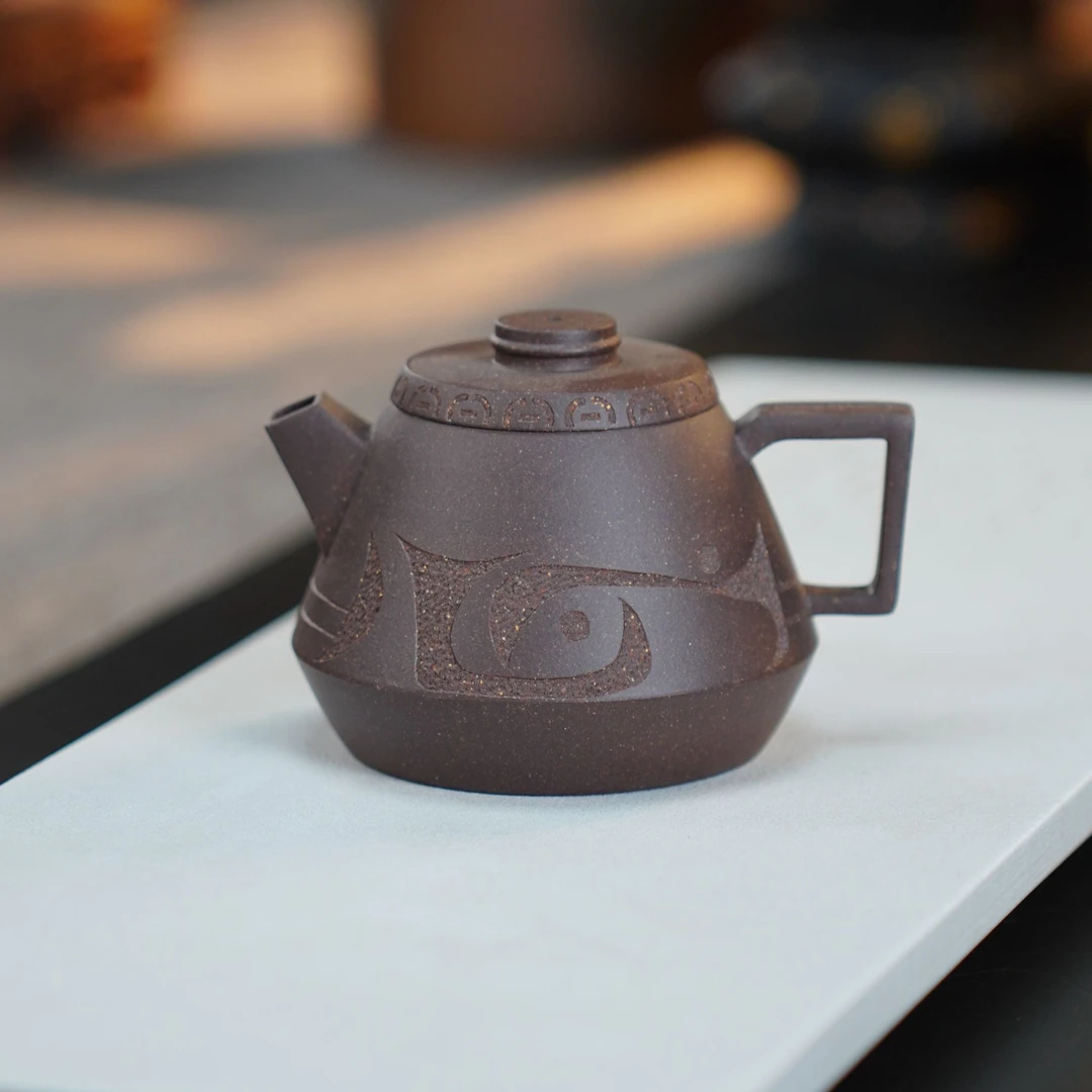 宜兴手工手制精美茶具紫砂 天青泥《幽古》160 毫升