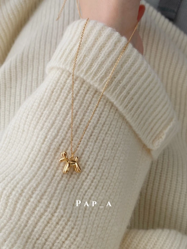 坠链均925银 PAPA·气球狗项链时尚潮酷简约通勤45cm