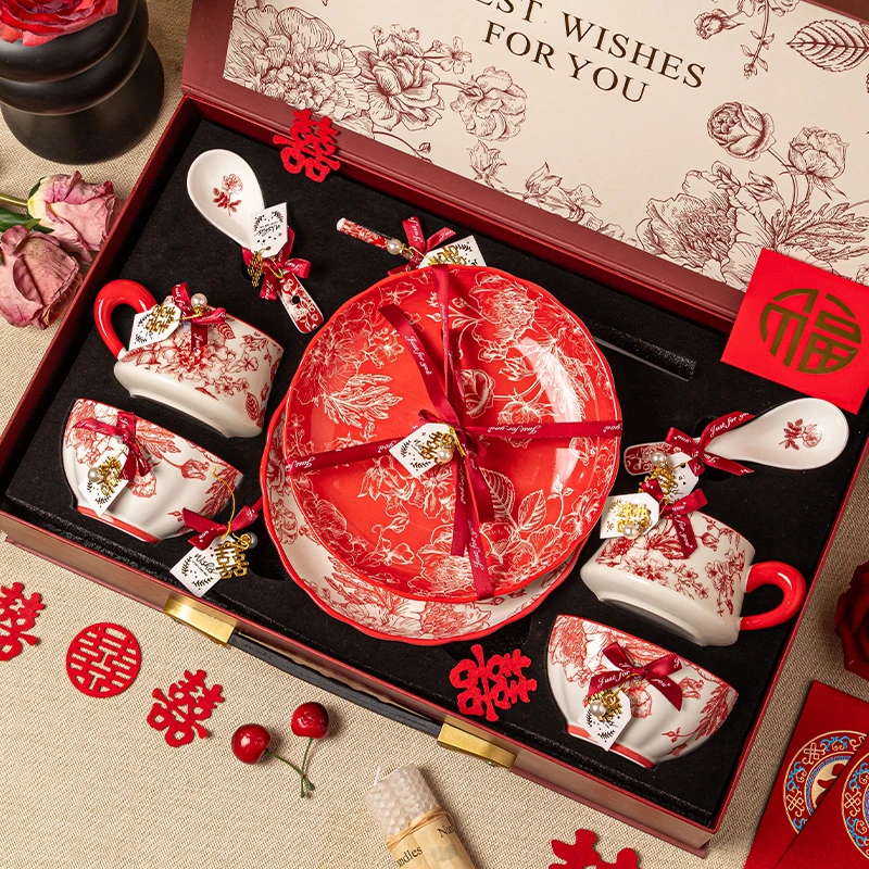 新婚礼物送新人新娘订婚礼物送闺蜜结婚碗盘碗筷餐具套装高级实用