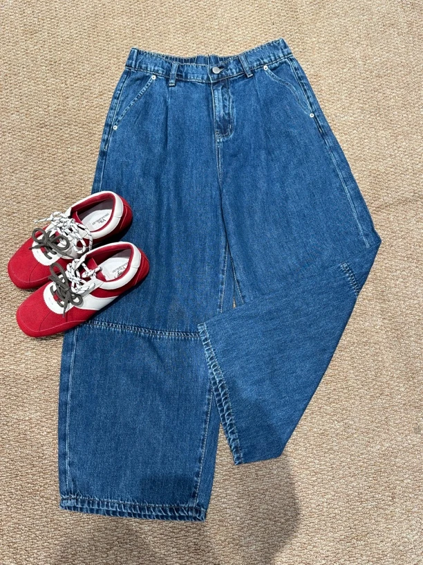 花夏季新款高腰显瘦直筒宽松百搭阔腿牛仔裤女长裤2358