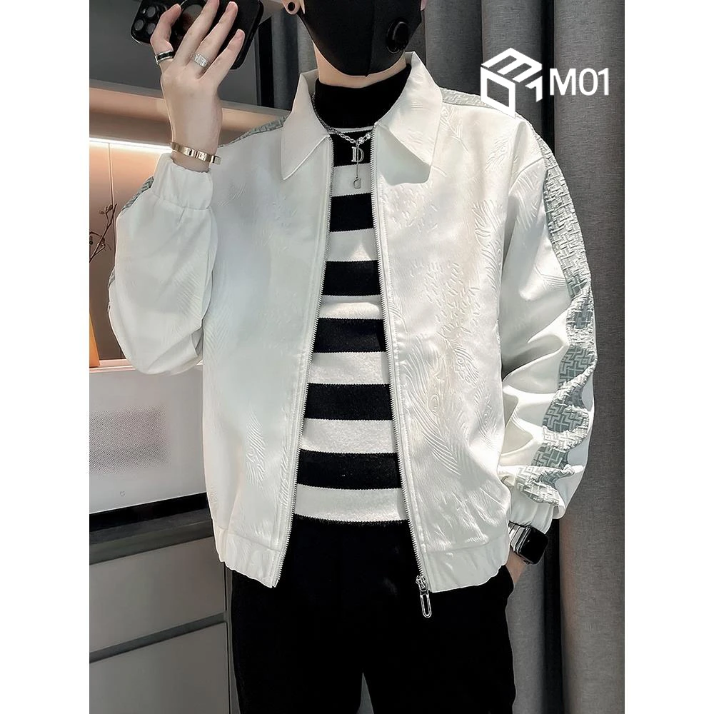 M01高级感翻领夹克男春秋潮牌痞帅男士外套新款爆款春装男款上衣