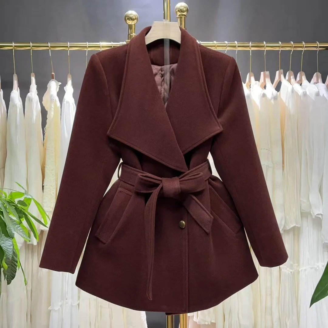 时尚轻奢毛呢大衣2025年新款网红时尚休闲气质长款显瘦外套