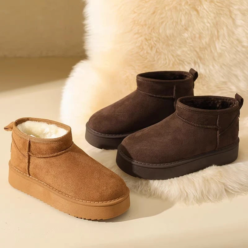 2025新款厚底勃肯鞋女外穿包头增高一脚蹬加绒棉拖毛毛雪地靴Q
