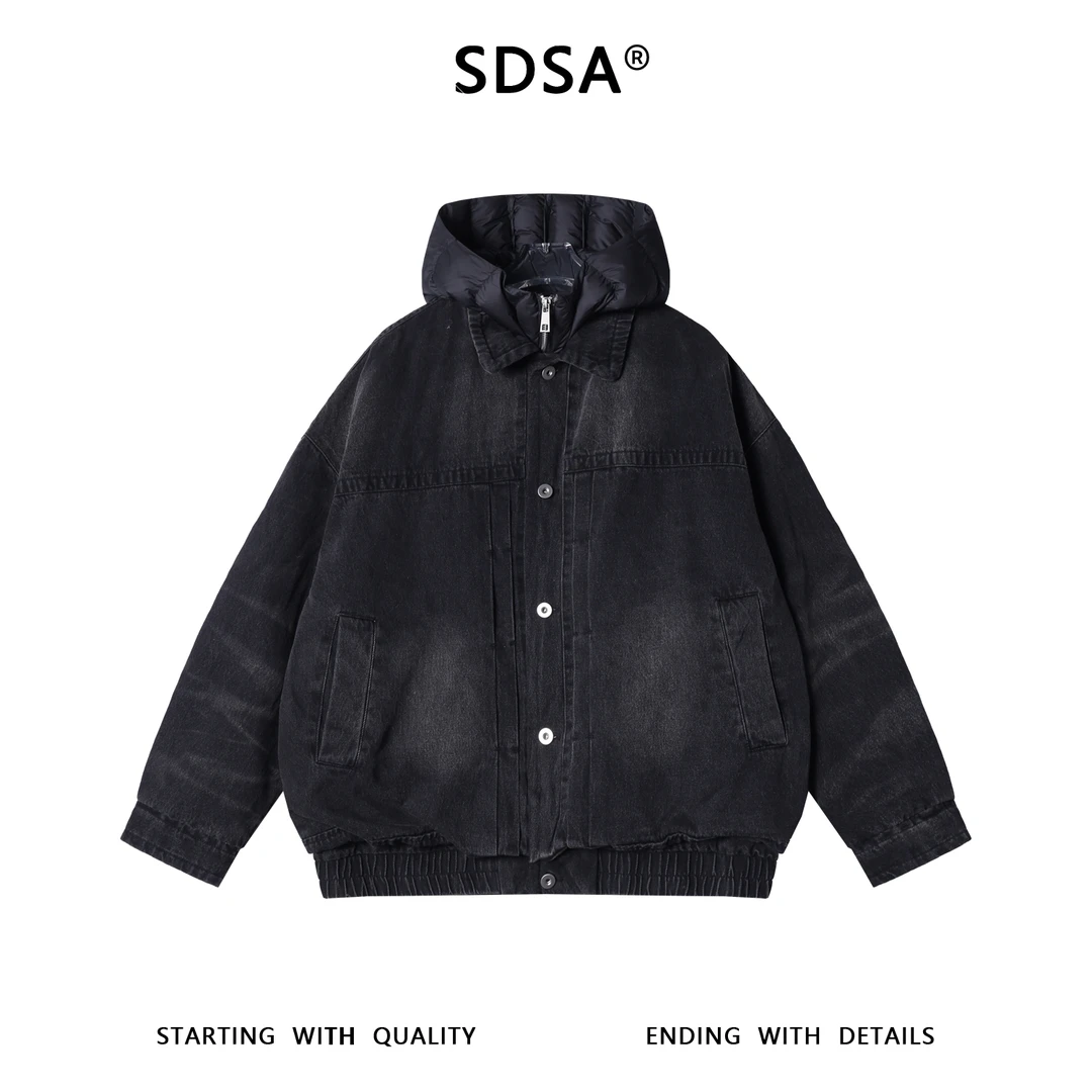 SDSA男士秋冬新款痞帅男装时尚羽绒服拼接连帽设计外套百搭时尚