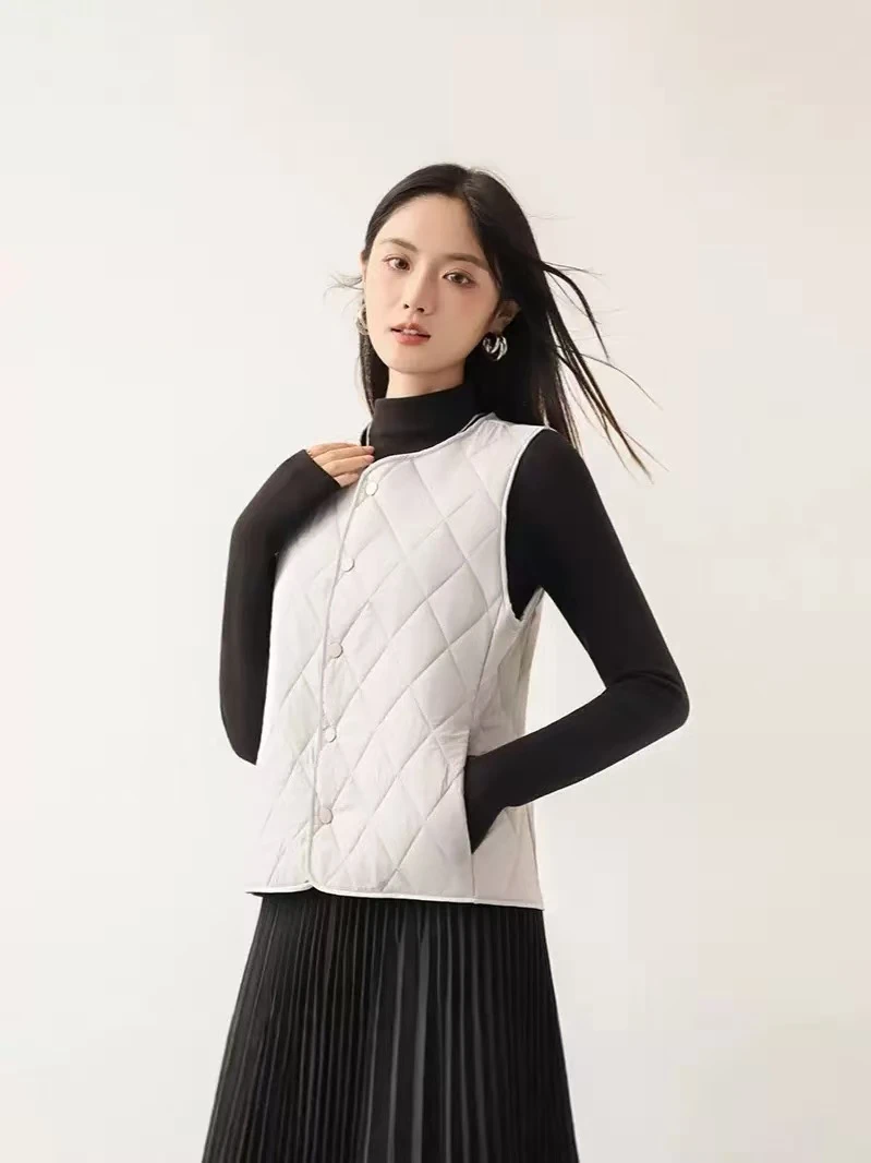 绵羊毛填充内搭打底羽棉马甲背心轻薄保暖菱格男女秋冬内搭背心