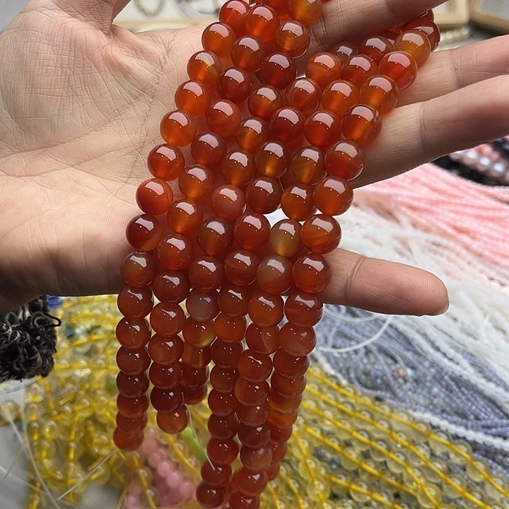 玛瑙/玉髓珠宝半成品未镶嵌一条10mm红玛瑙