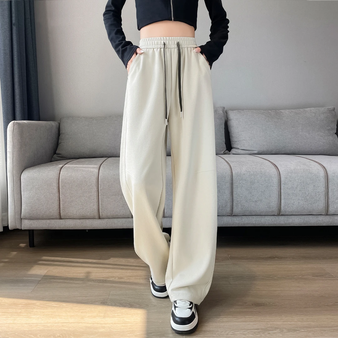 香蕉阔腿裤女春秋季2025新款高腰休闲宽松垂感直筒镰刀弯刀运动裤